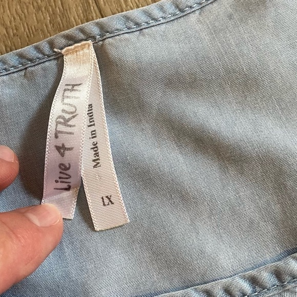 Live 4 Truth Boho Ruffle Top 1X Sky Blue - Picture 7 of 7